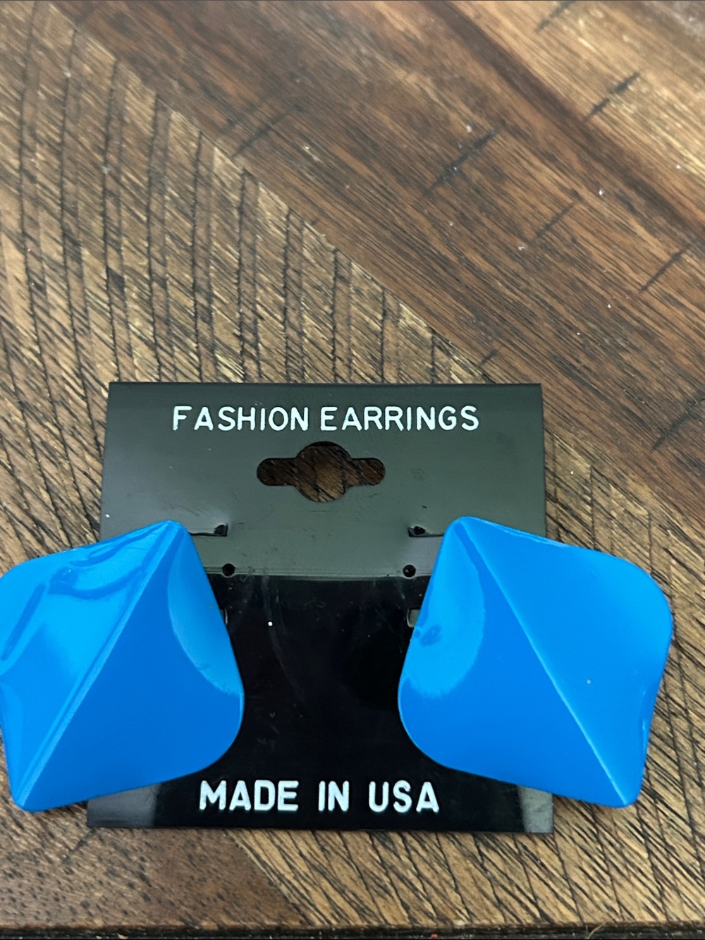 Blue Geometric  Metal Clip-On Earrings